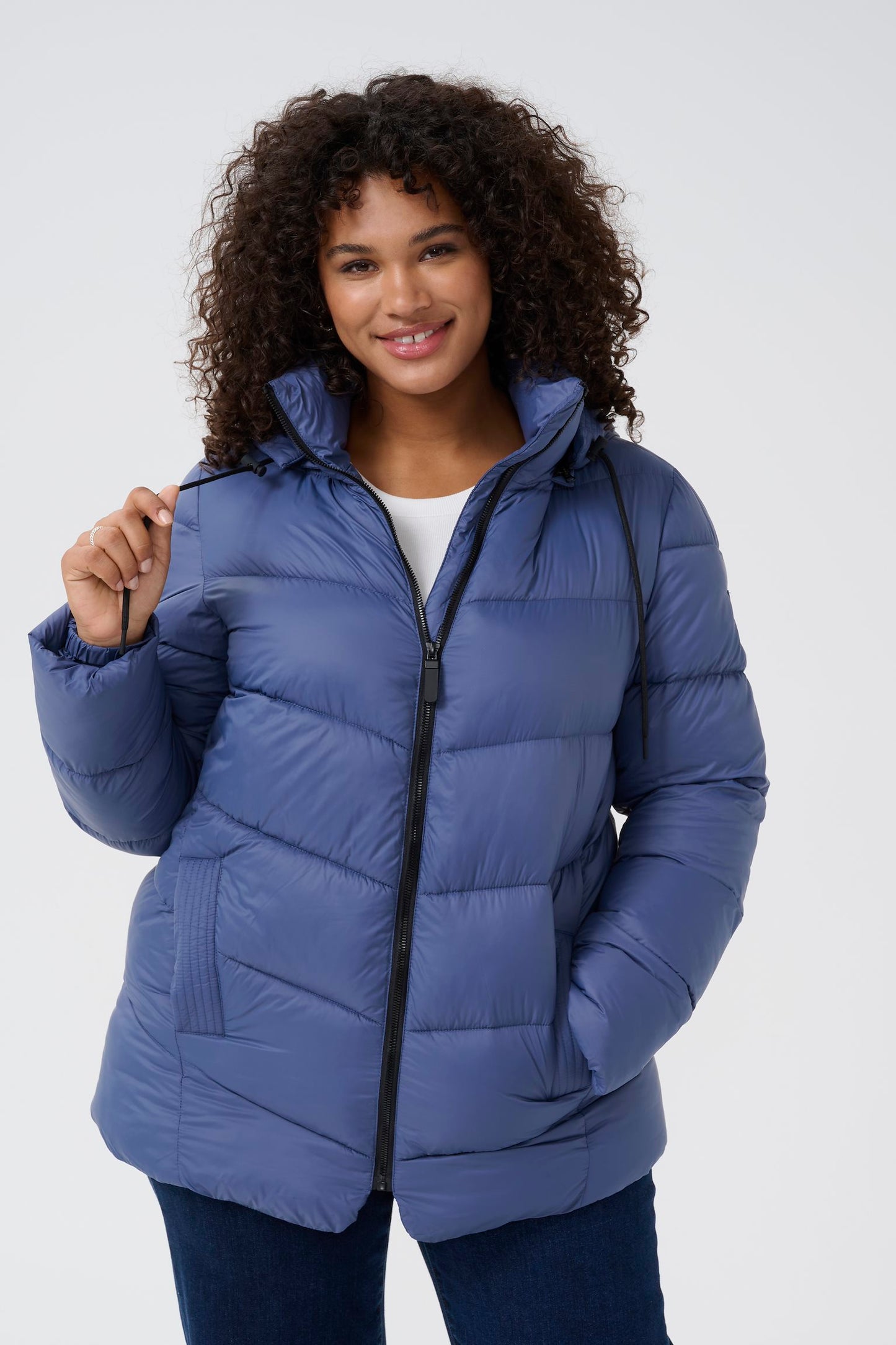 Kaffe Curve jas winter blauw model KcSusanna blue indigo