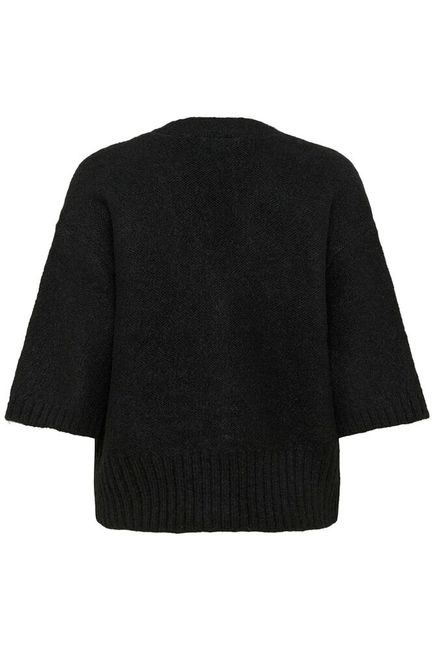 Kaffe vest zwart driekwart mouw roosjes knopen model KAlabis cardigan black deep