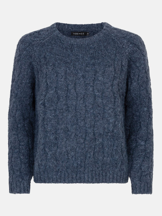 Ydence trui blauw model Knitted sweater Fiene Denim blue