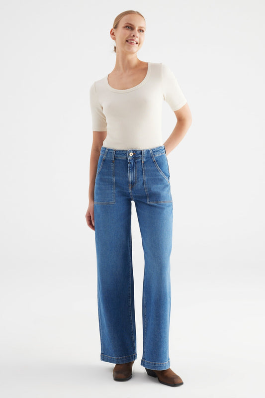 COJ jeans blauw Lulu fit wijd model medium blue lengte 30 