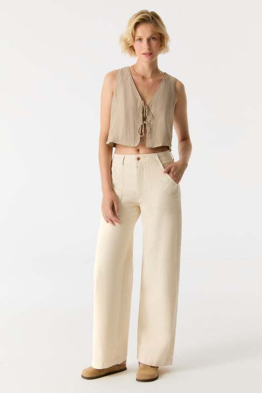 COJ jeans wide fit zandkleur Lulu high waist Sand lengte 30