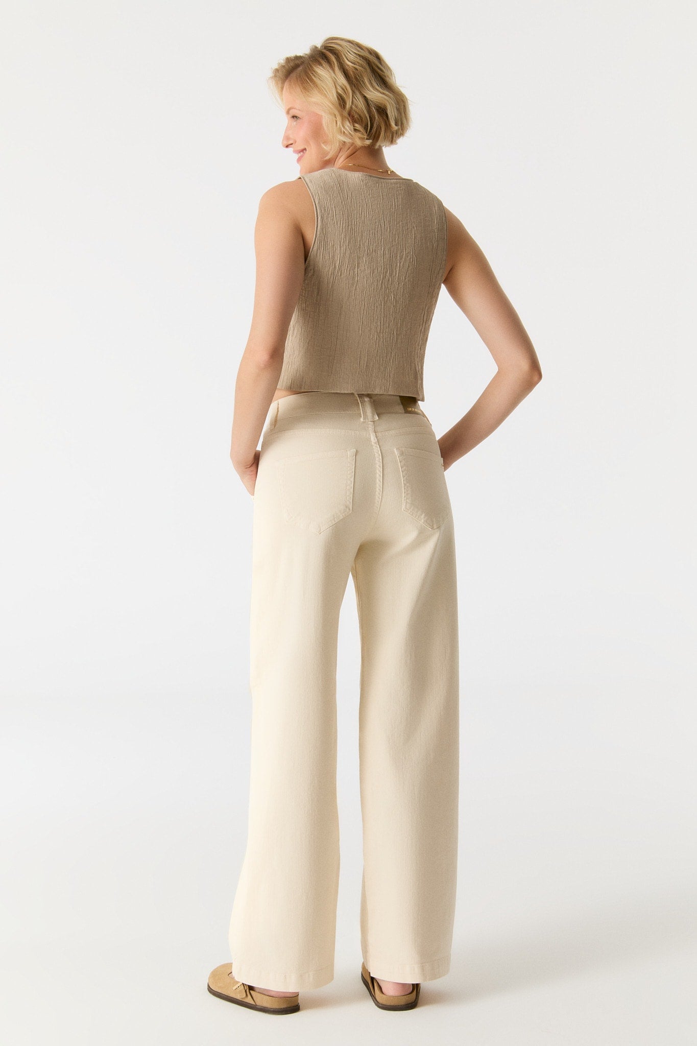 COJ jeans wide fit zandkleur Lulu high waist Sand lengte 30