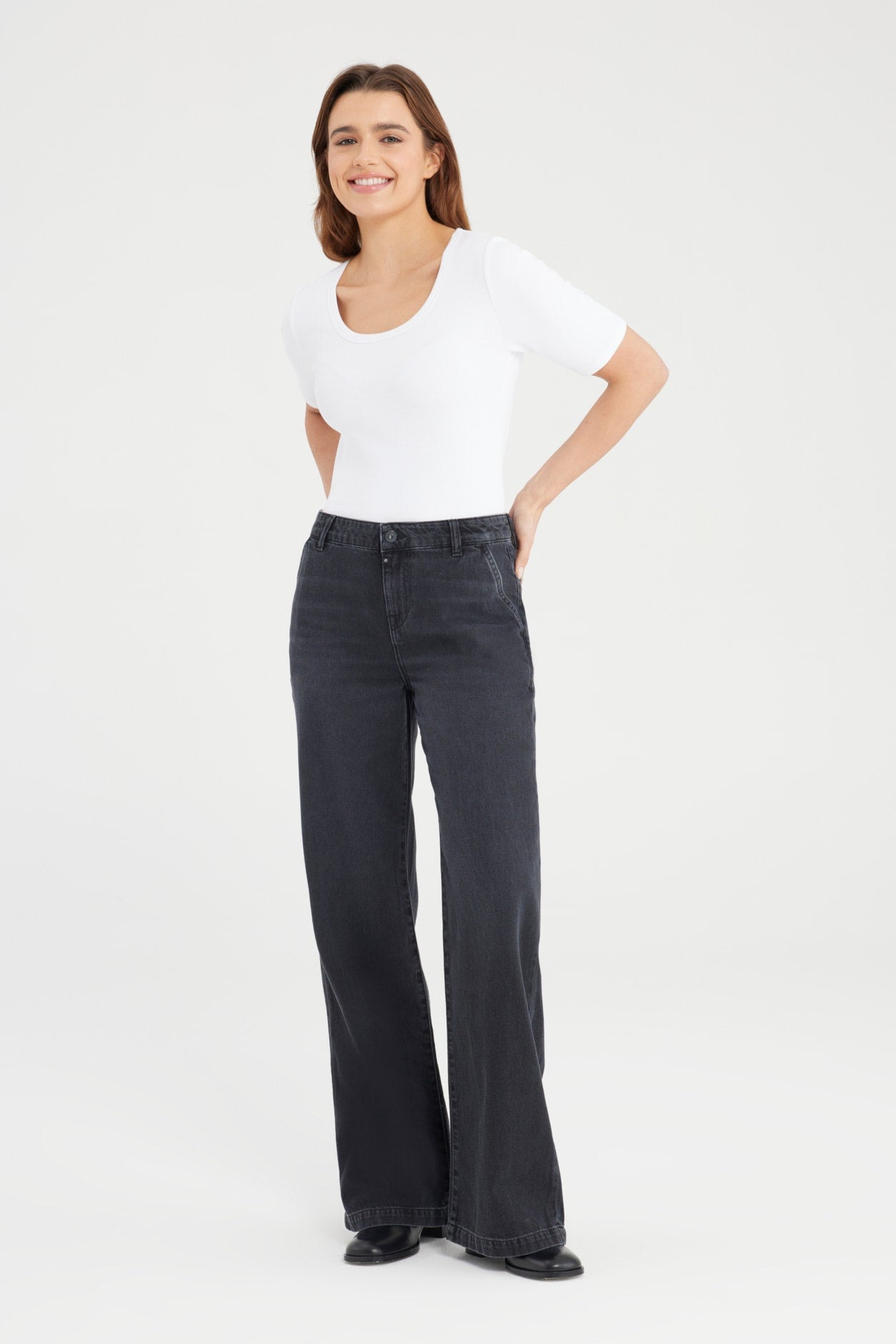 COJ jeans black vintage wide leg Maxine zwart lengte 30 midwaist