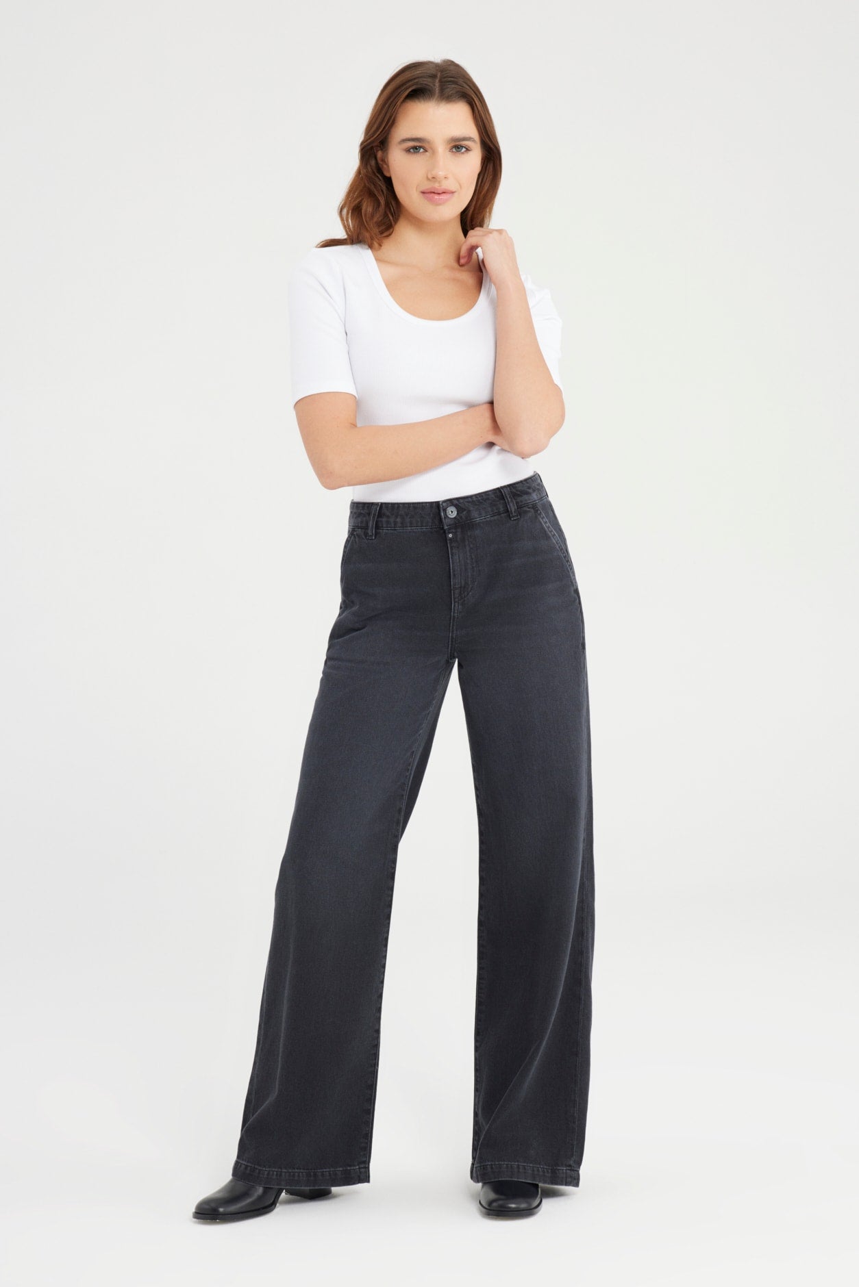COJ jeans black vintage wide leg Maxine zwart lengte 30 midwaist