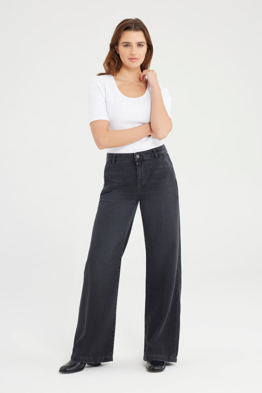 COJ jeans black vintage wide leg Maxine zwart lengte 30 midwaist