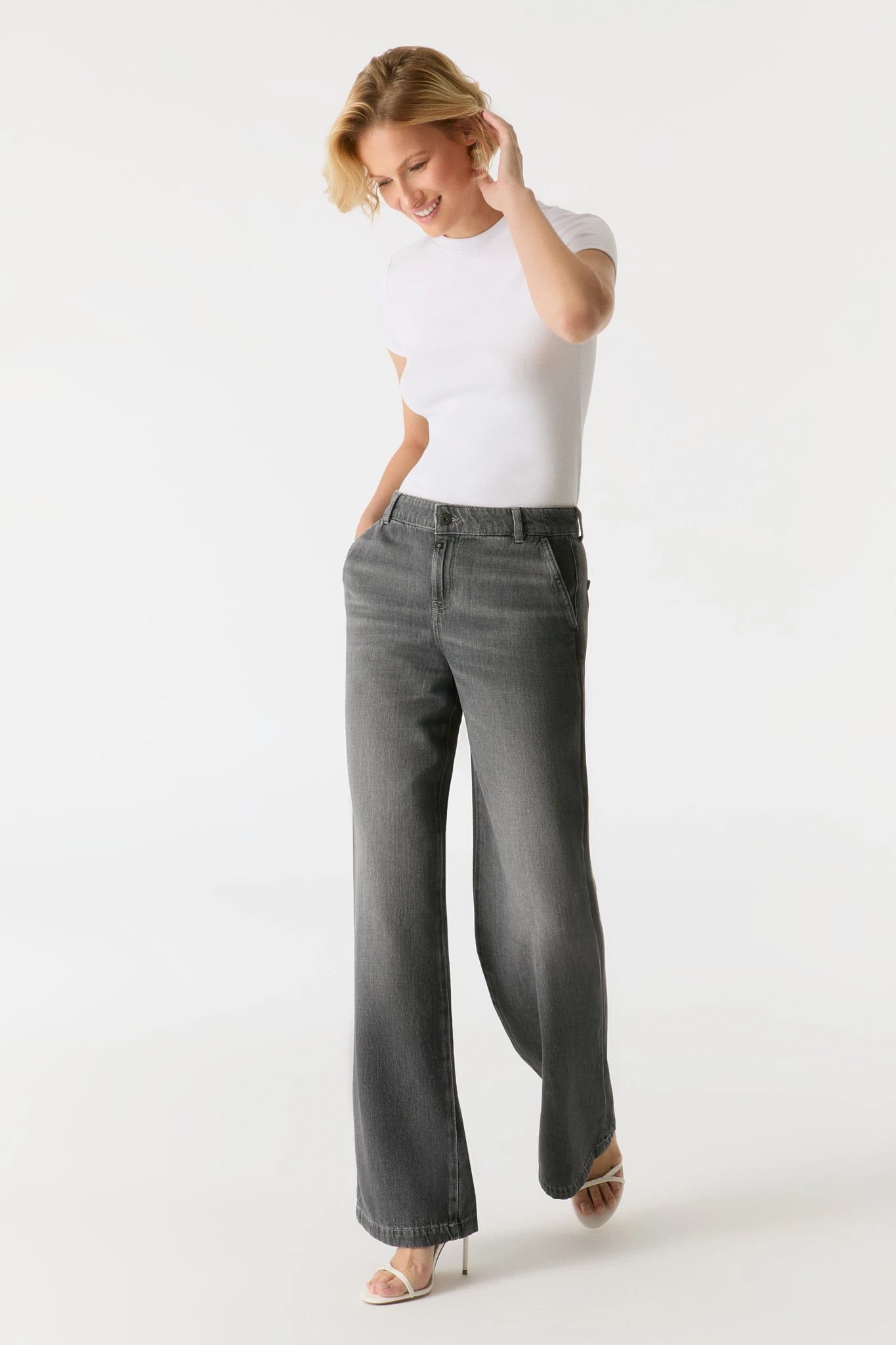 Coj jeans wide fit Maxine model kleur smoke grey lengte 30