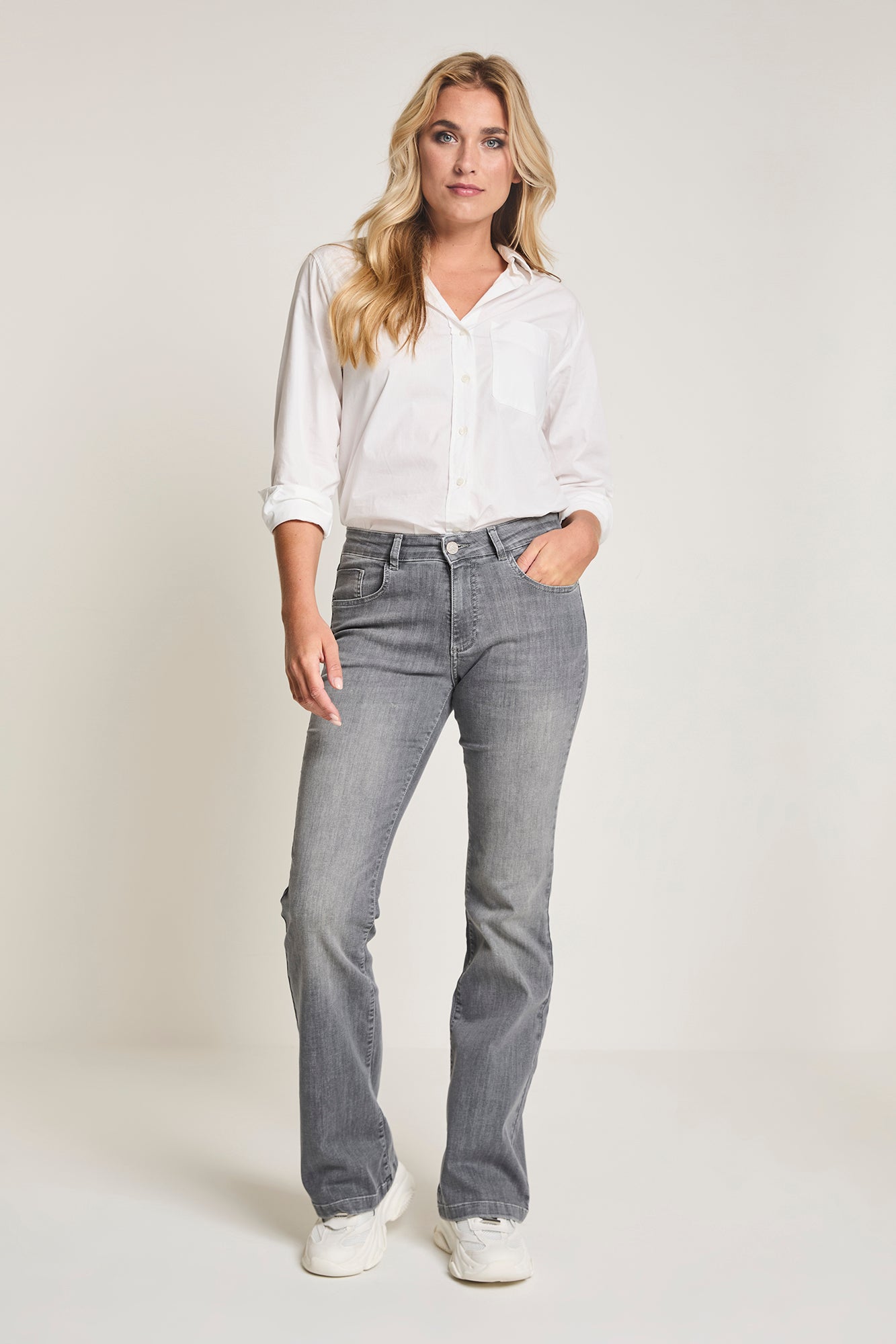 Para Mi jeans grijs flare leg model jade Grey used daily denims 212070