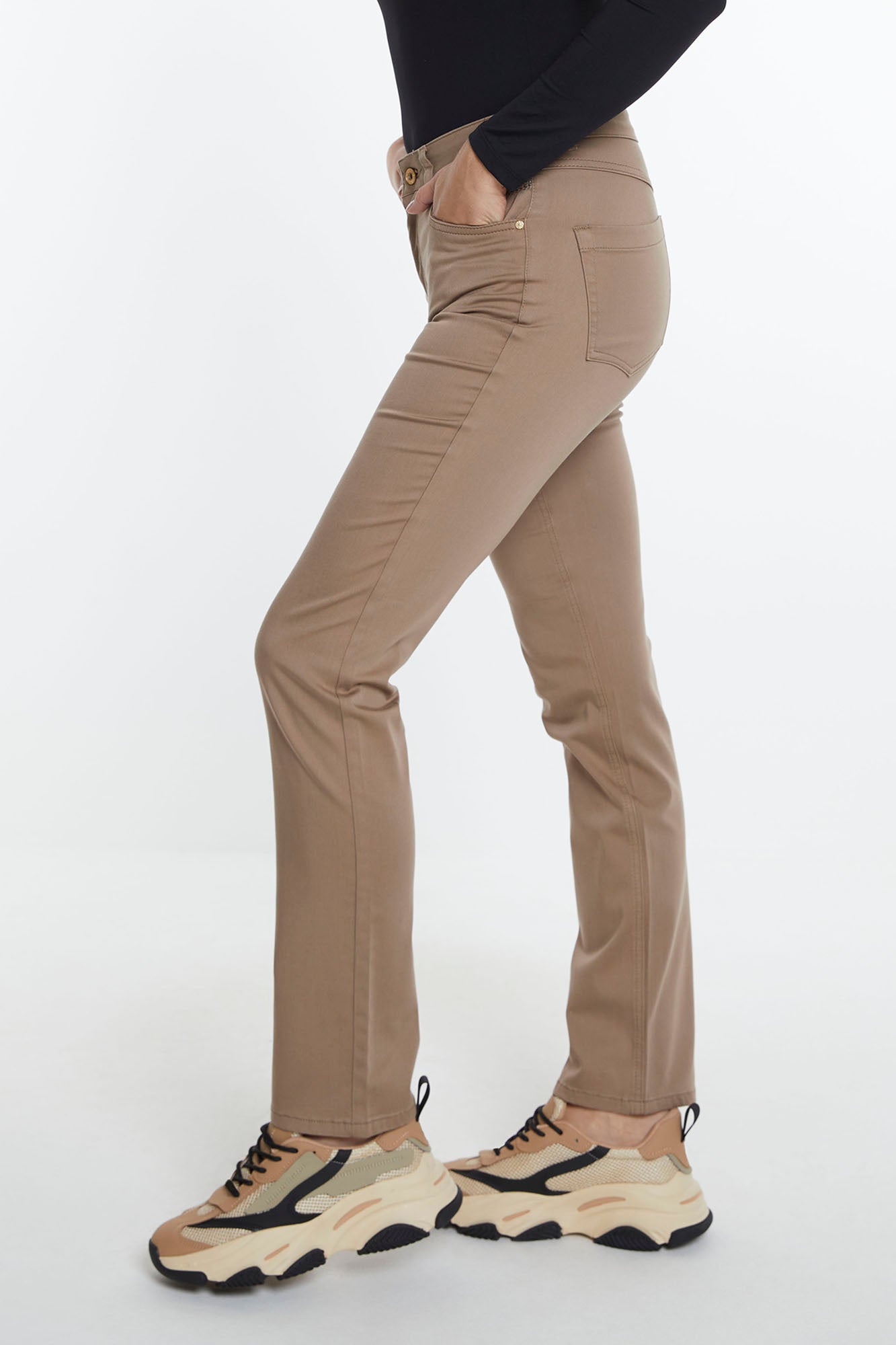 Para Mi Jeans angie taupe satin cotton lengte 32