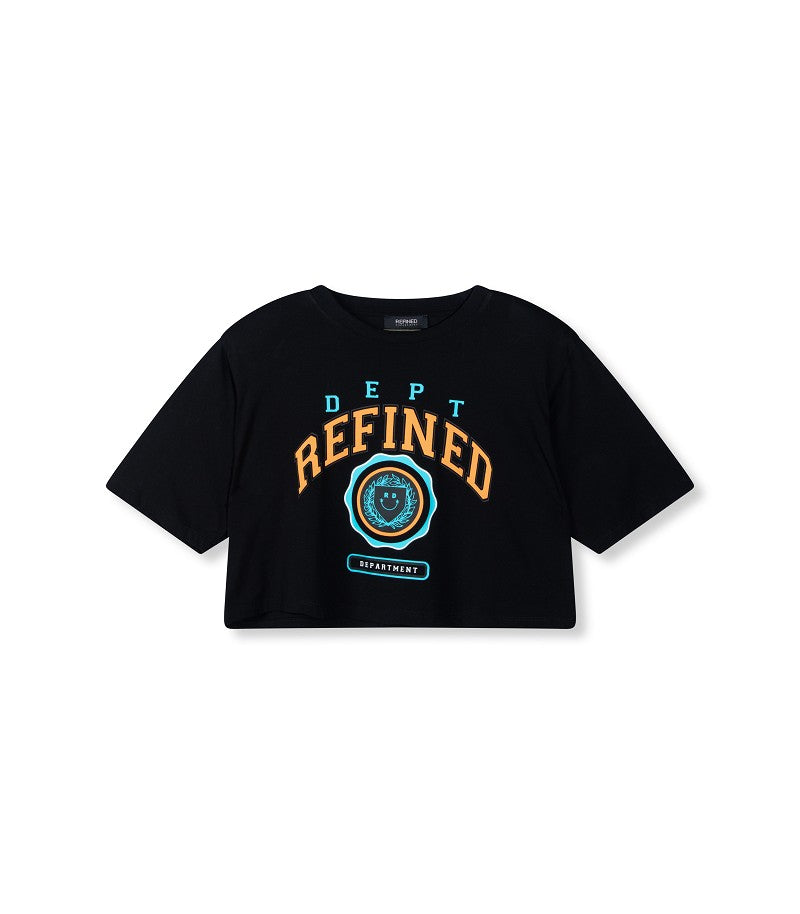 Refined Department T-shirt zwart  oversized cropped model MONA