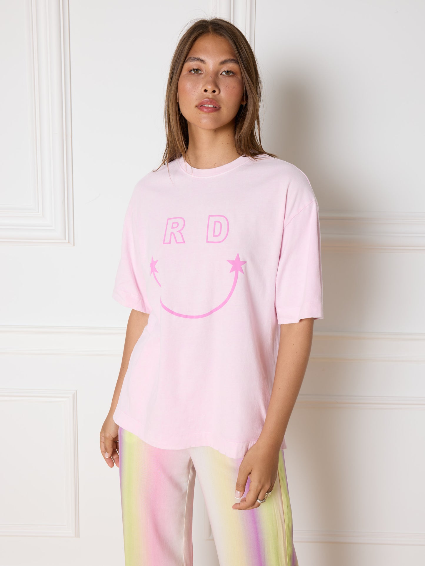 Refined Department T-shirt roze smiley model Bruna