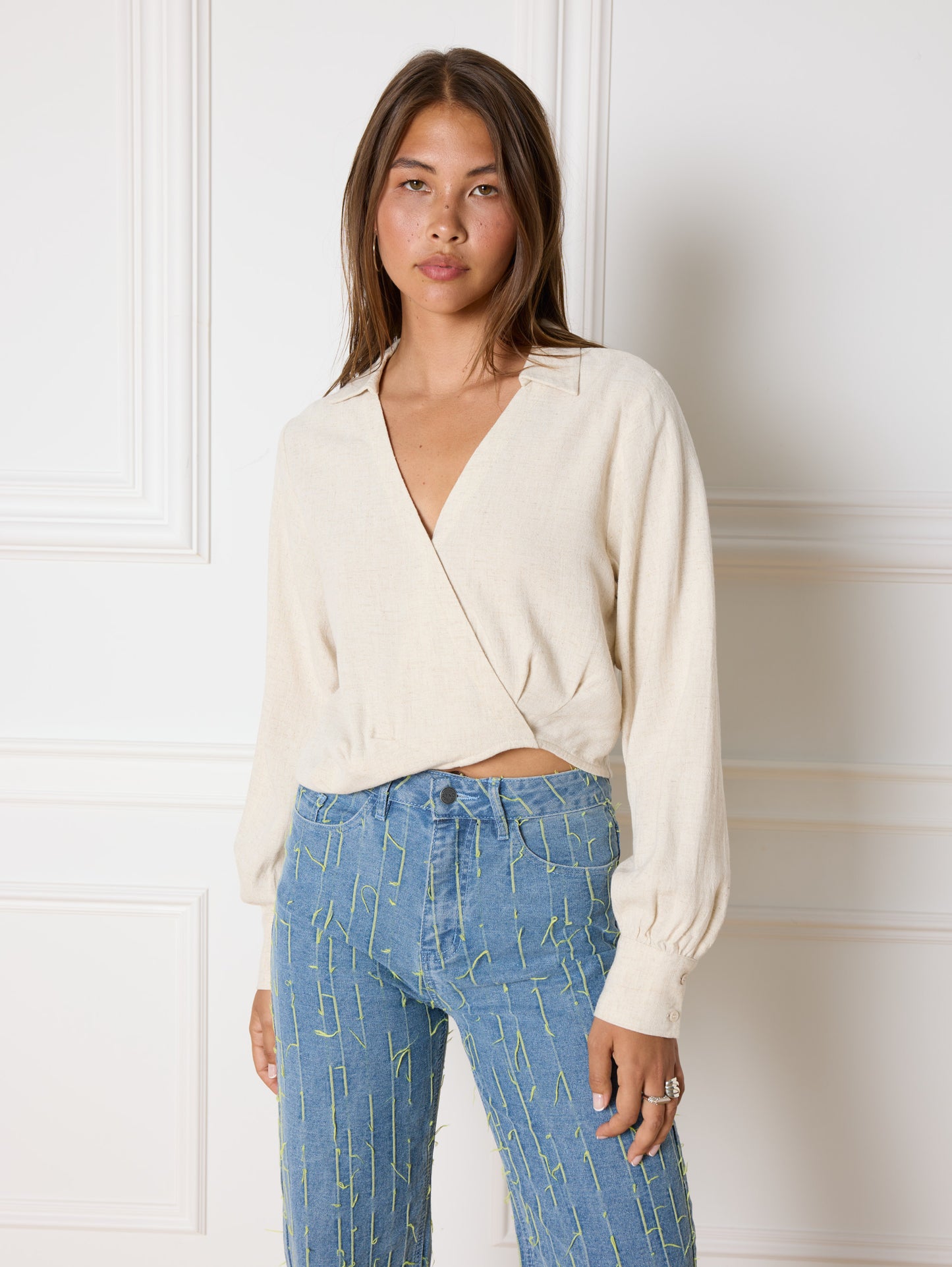 refined department blouse laurel top zandkleur