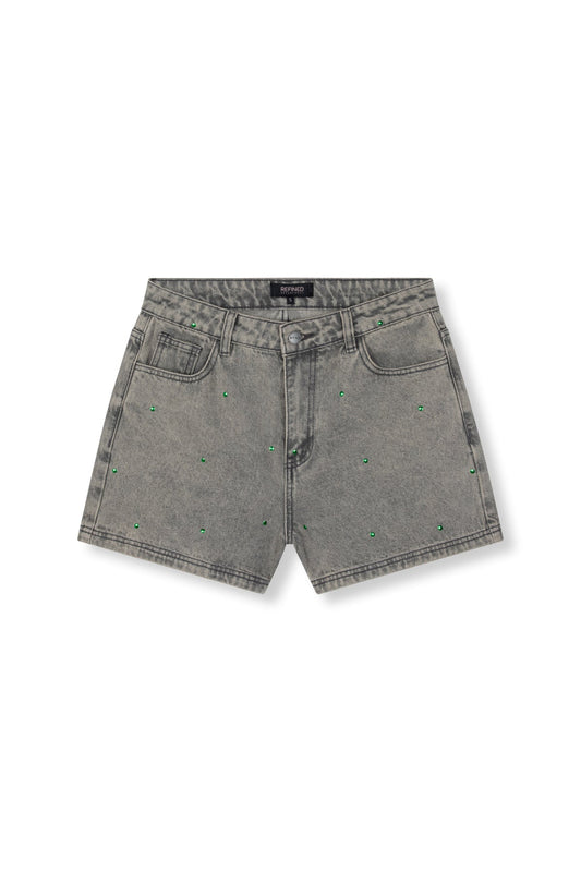 Refined Department short grijs met groene studs denim model Zaar