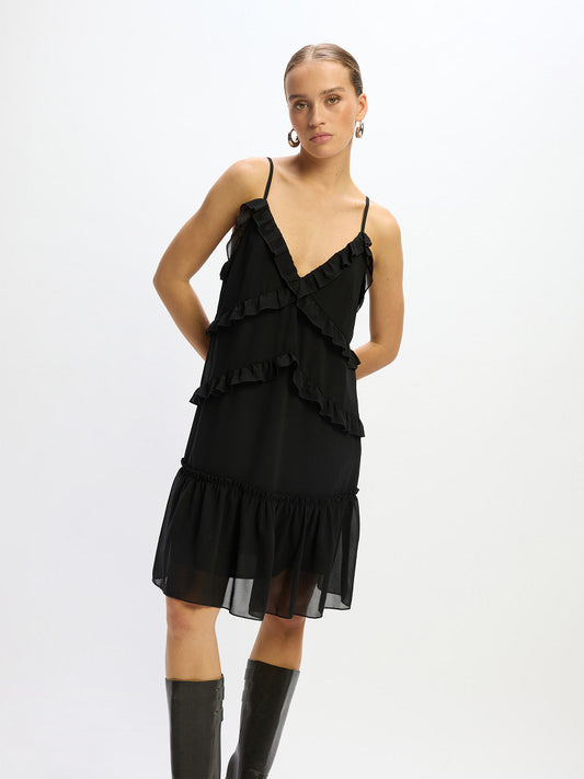 Refined Department jurk zwart model Ladies flowy dress Chiara