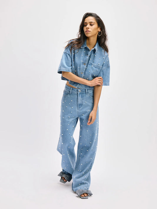 Refined Department jeans met parels model Payton pants blauw