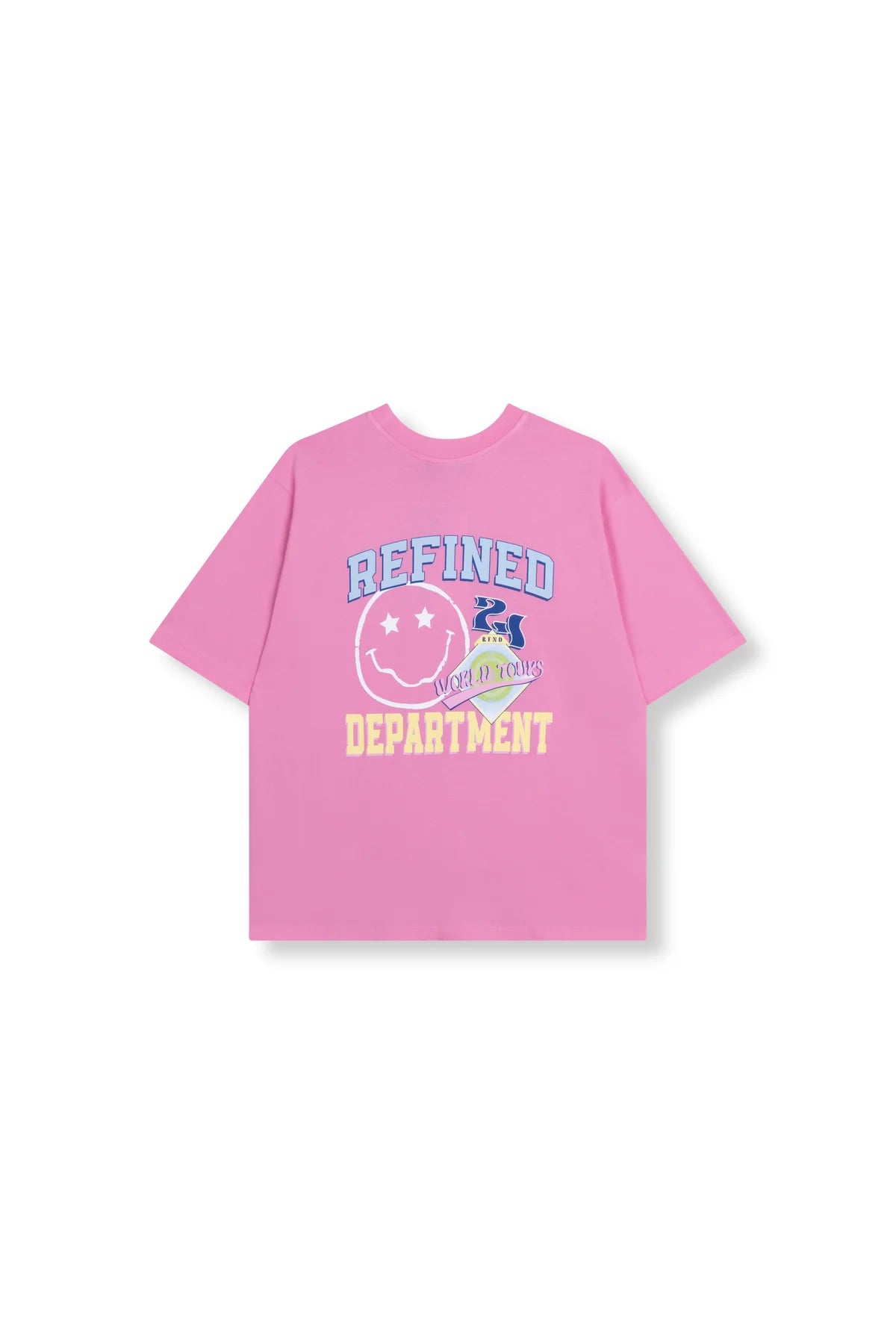Refined Department T-shirt roze met backprint smiley model Maggy
