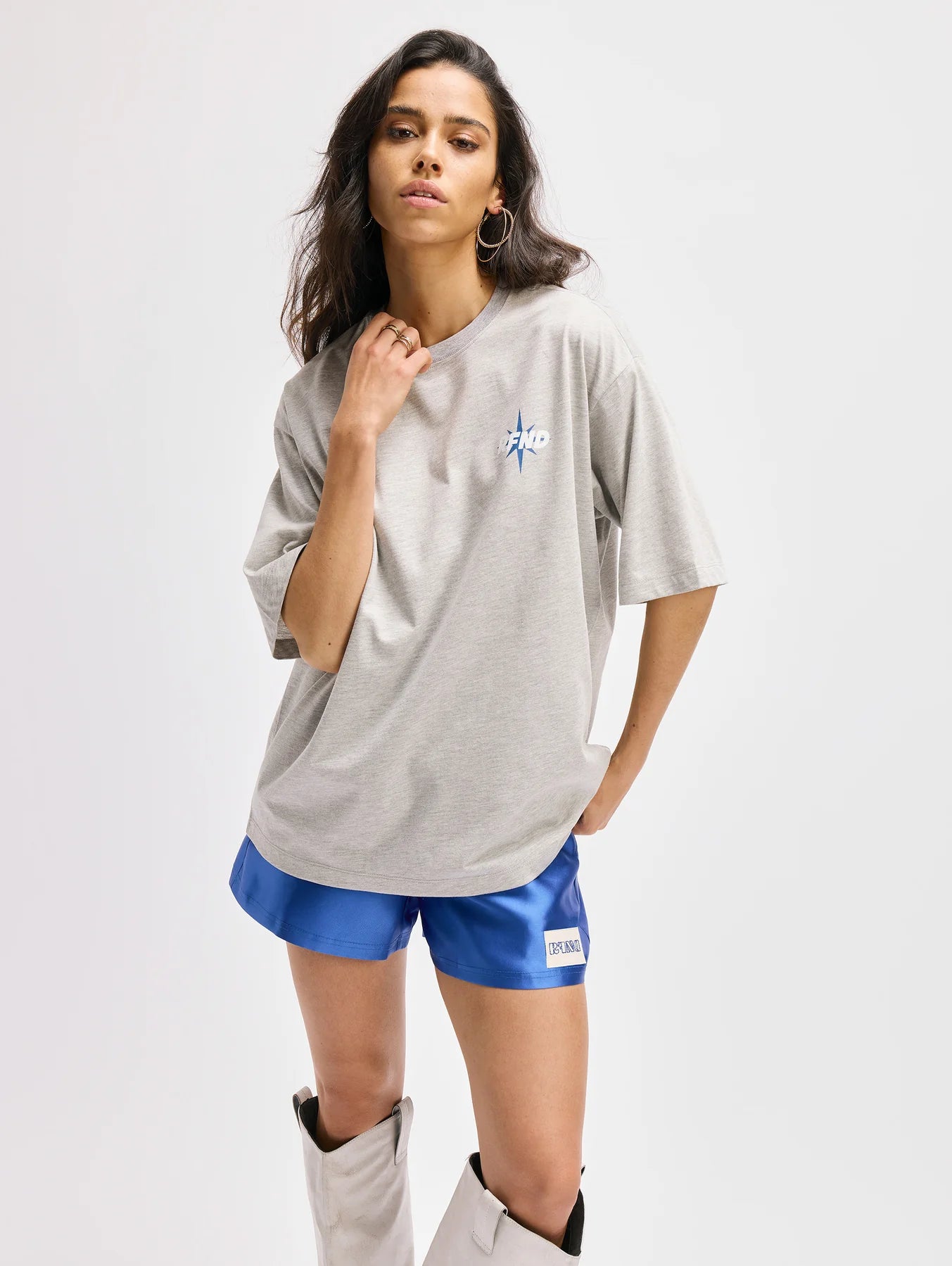 Refined Department T-shirt grijs met backprint model Maggy