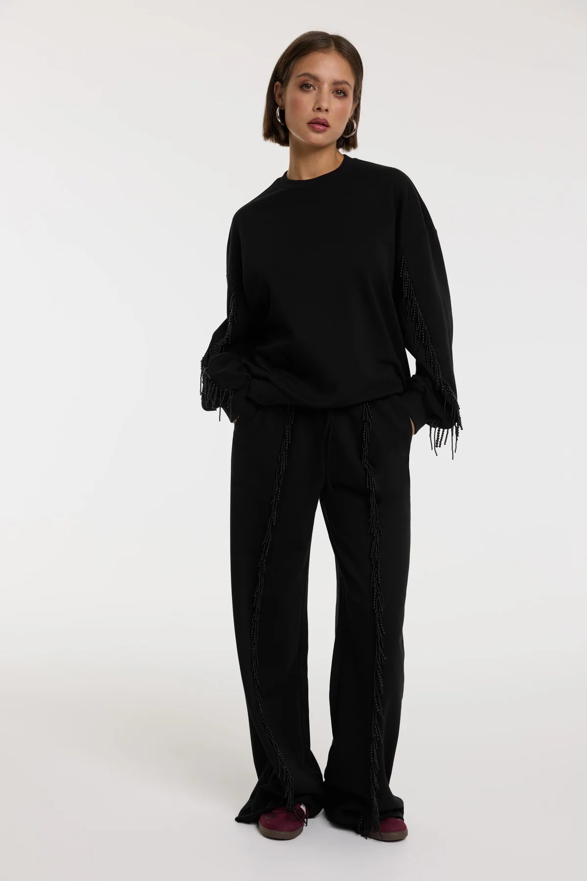 Refined Department broek zwart met parels model Mara Pants black pearls