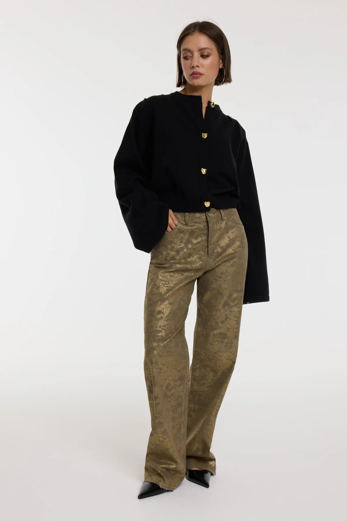 Refined Department jeans met gouden coating model Hannah pants gold