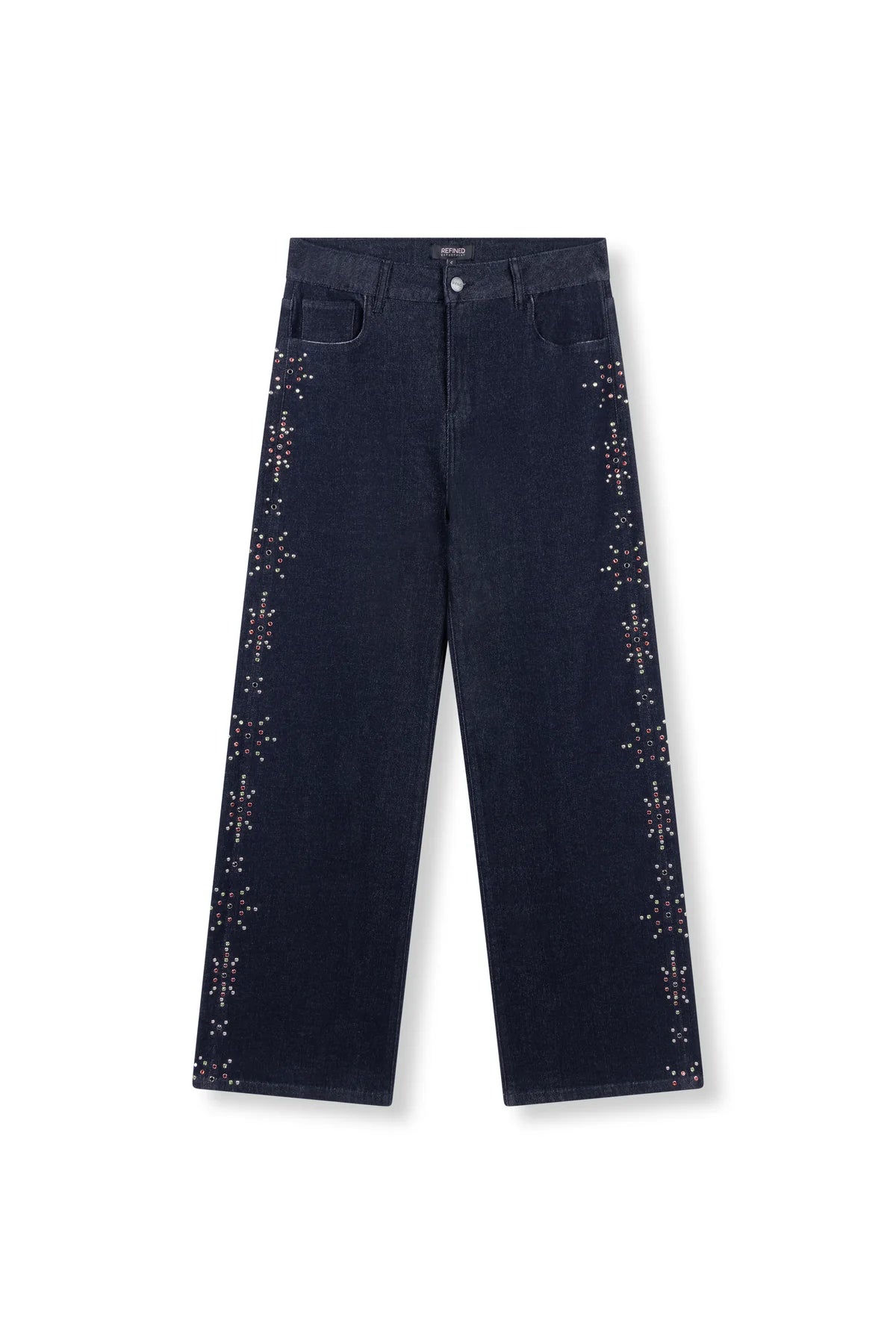 Refined Department jeans met studs zijkant donker blauw SUNNY dark denim