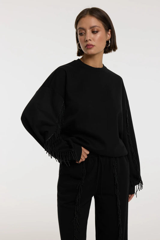 Refined Department sweater zwart met parels model Dani black