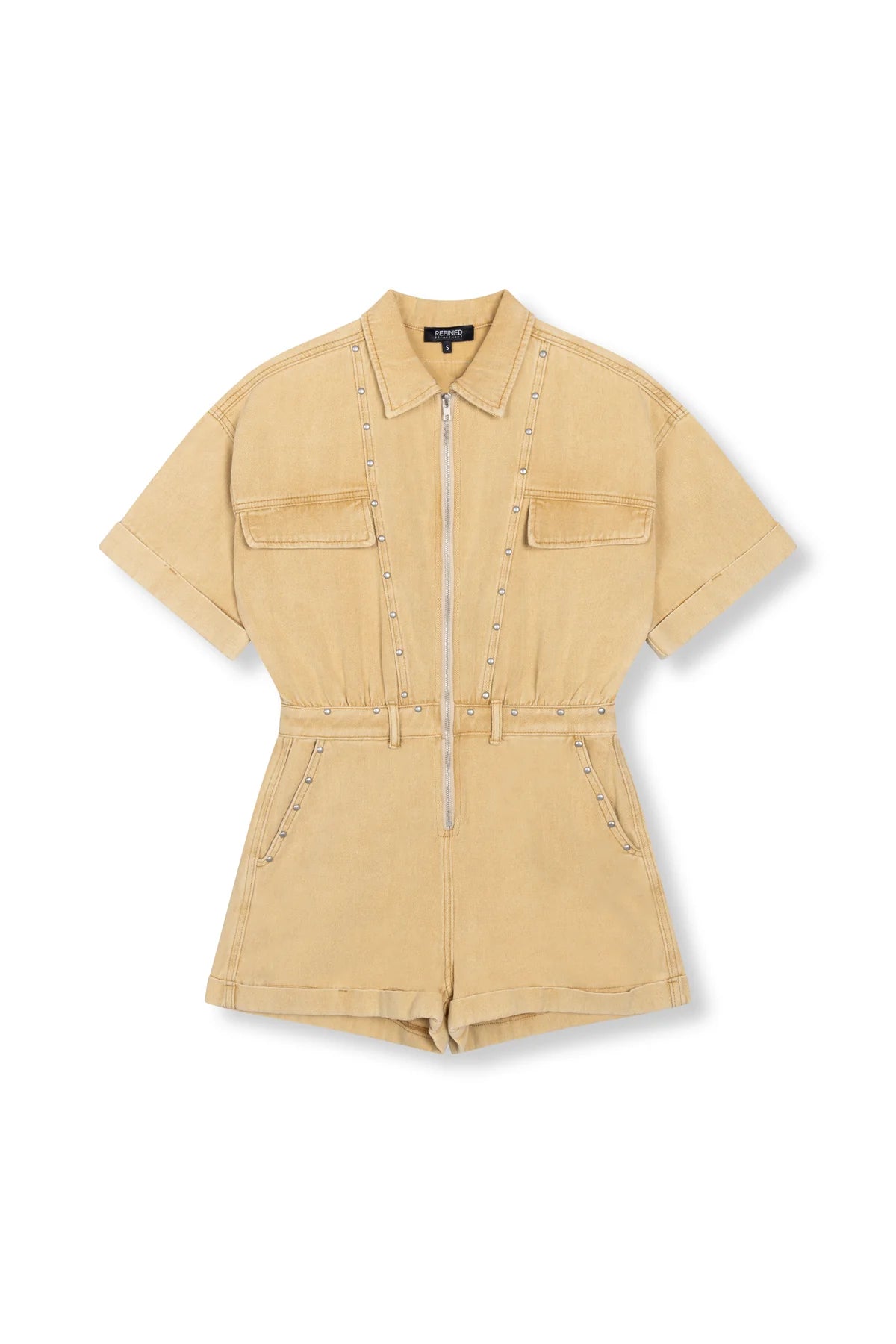 Refined Department jumpsuit camel met studs model Kate Playsuit