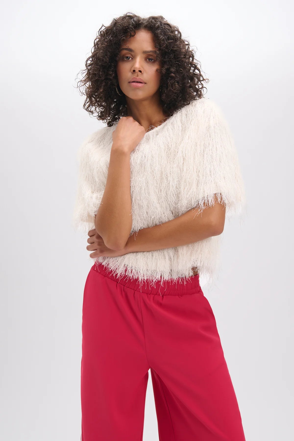 Refined Department offwhite fluffy top model Fayenna blouse