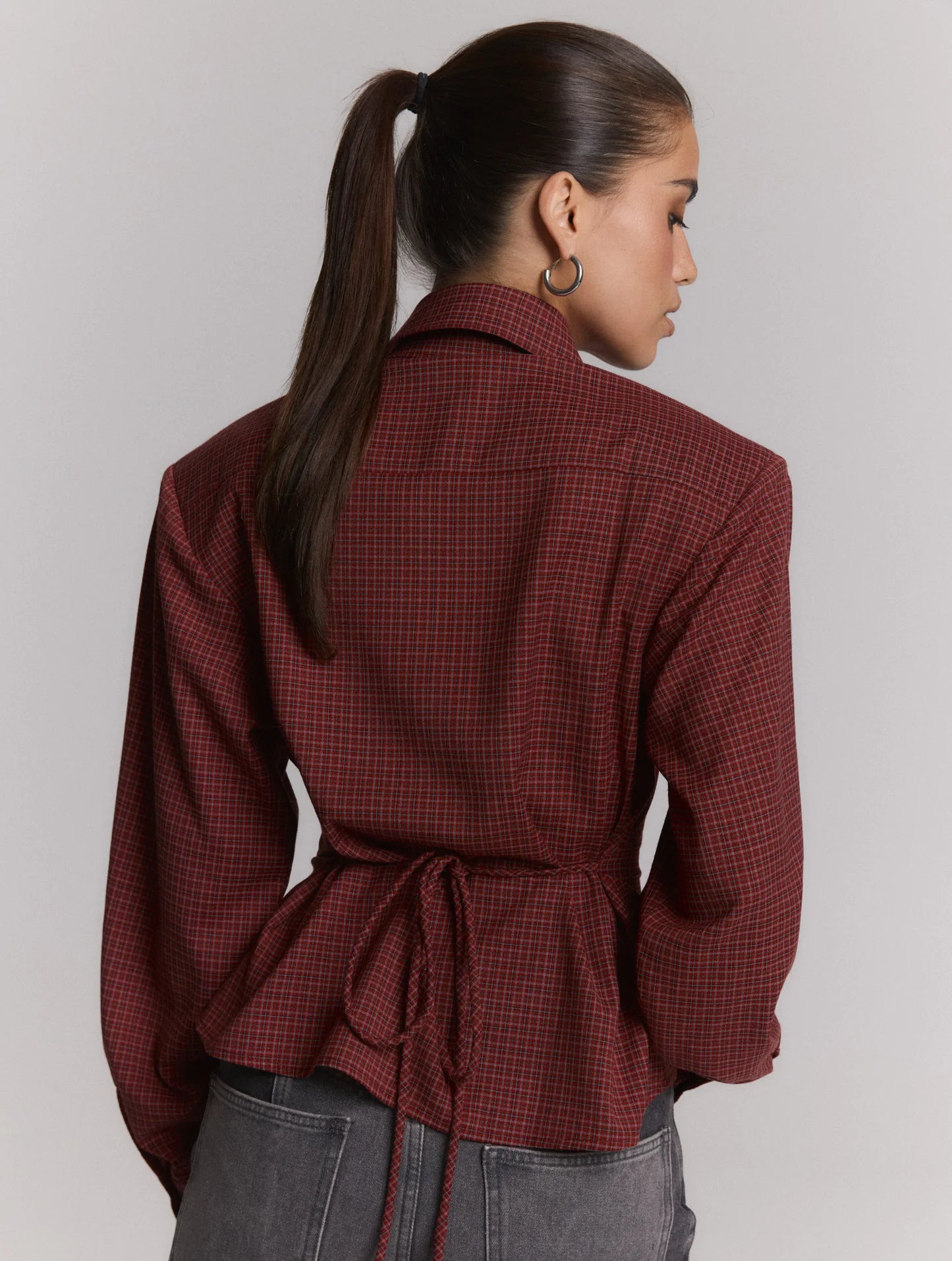 Refined Department blouse rood met ruitjes patroon model Presley check red strap back