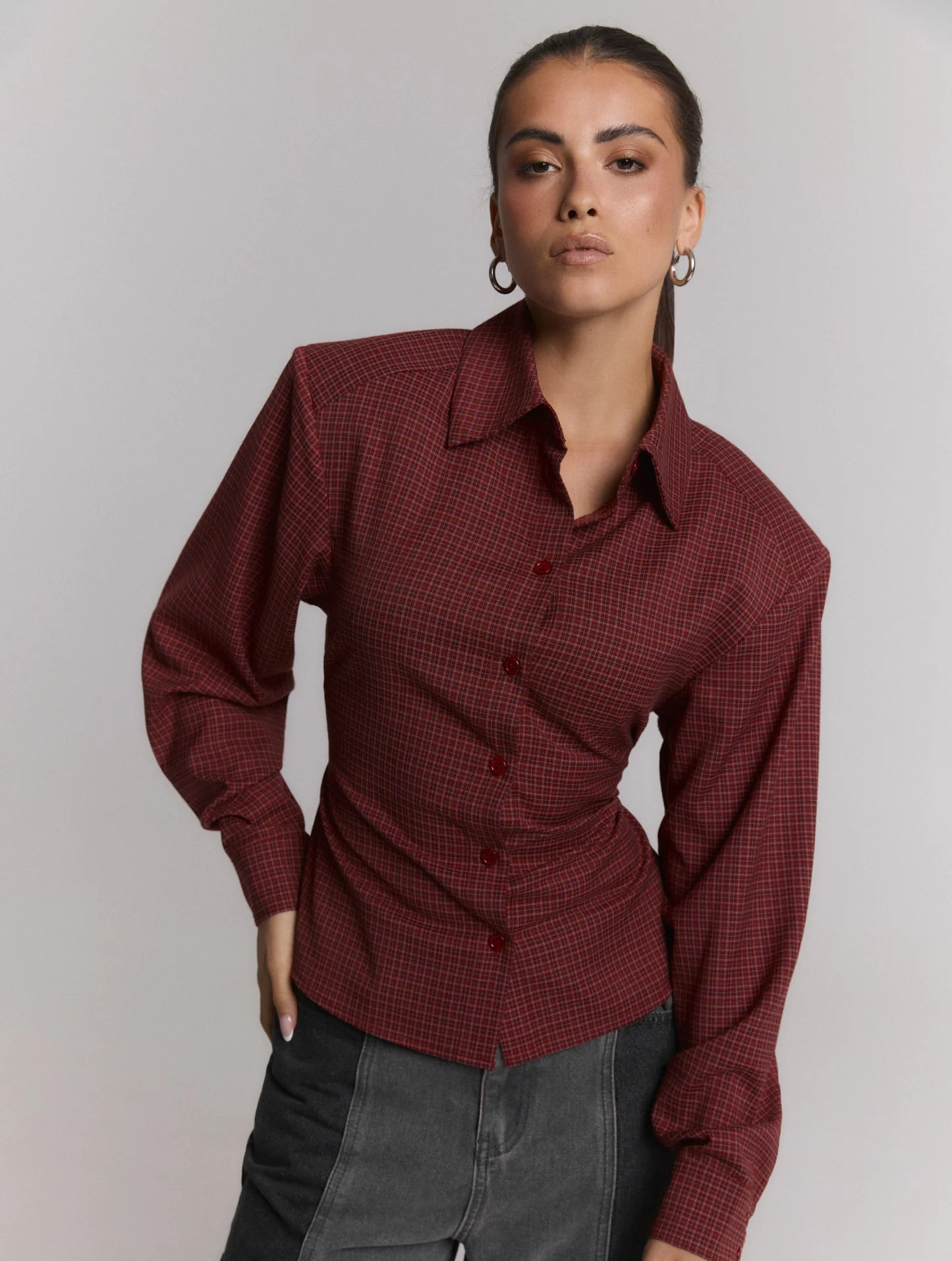 Refined Department blouse rood met ruitjes patroon model Presley check red strap back