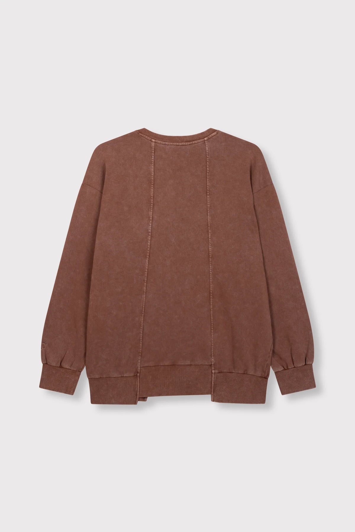 Refined Department sweater bruin acid wash look model Senna Choc brown trui