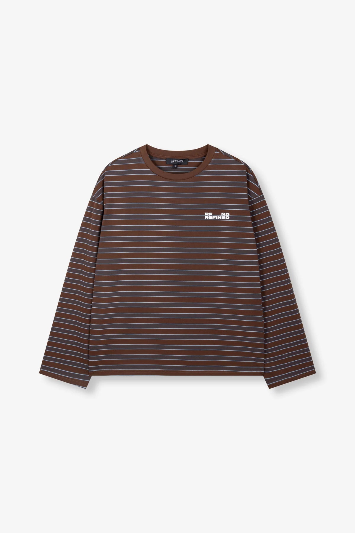 Refined Department longsleeve bruin strepen met blauw oversized