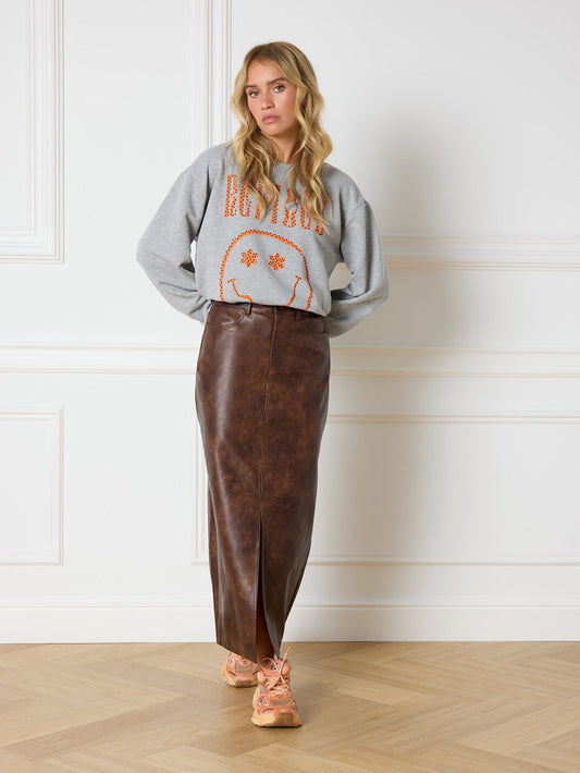 Refined Department rok bruin leatherlook model Claudi met split