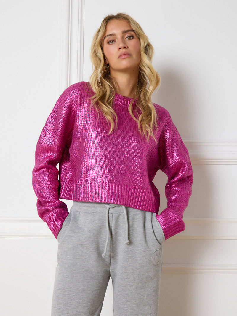 Refined Department trui roze paars metallic model May knitted