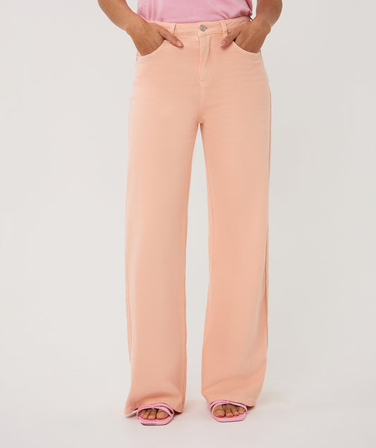 Esqualo jeans zalm kleur model Trousers colored jeans wide Bellini