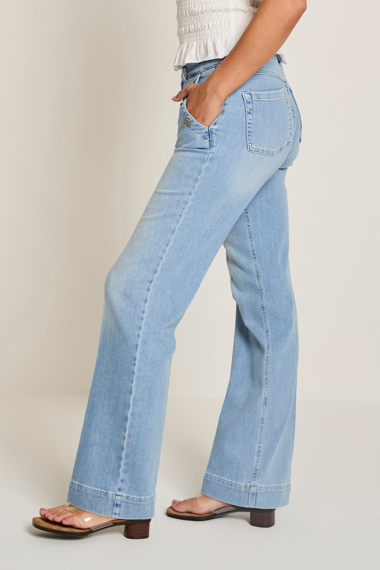 Para Mi Jeans wide leg Eve button used sky blauw lengte 32