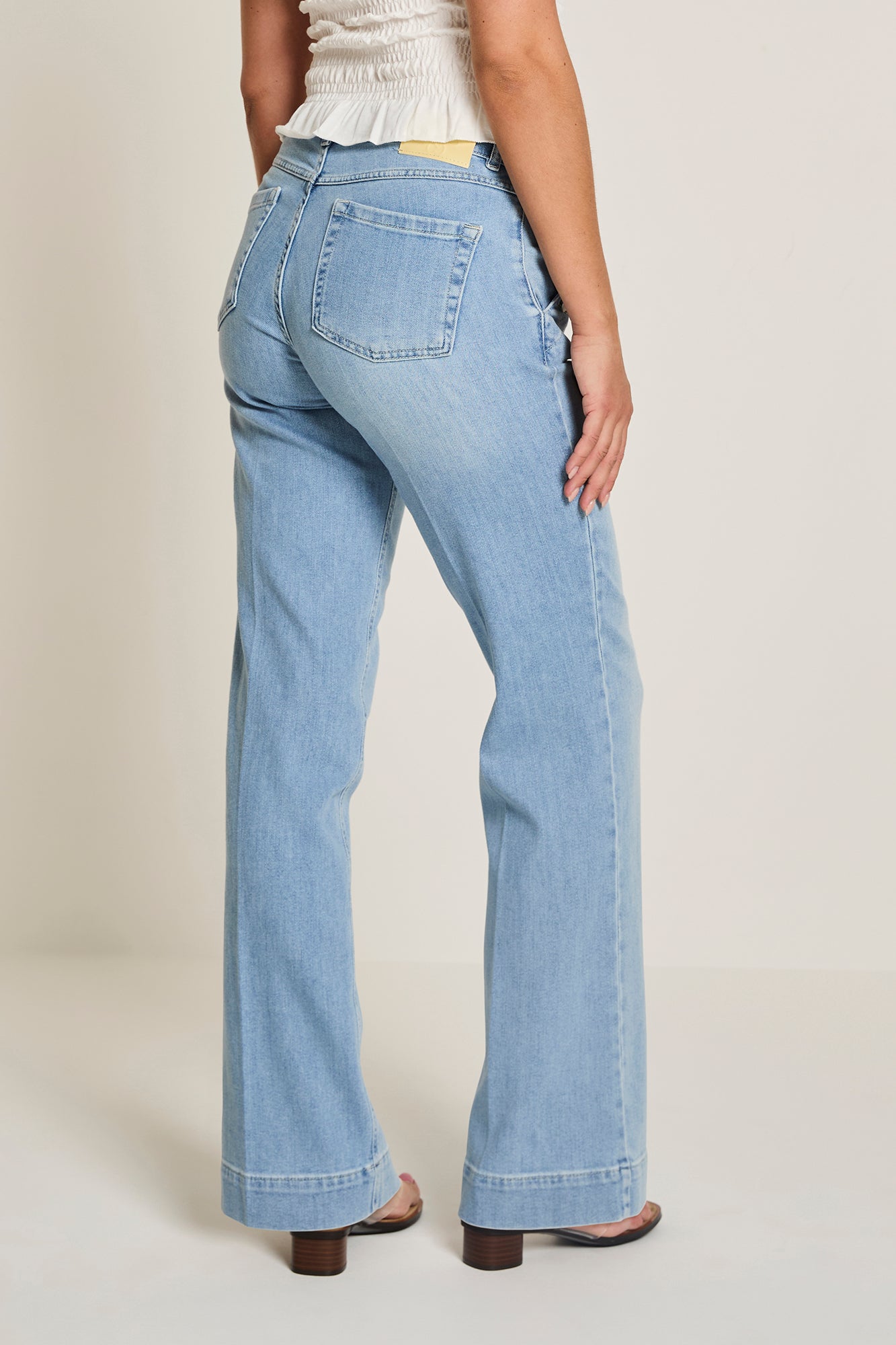 Para Mi Jeans wide leg Eve button used sky blauw lengte 32