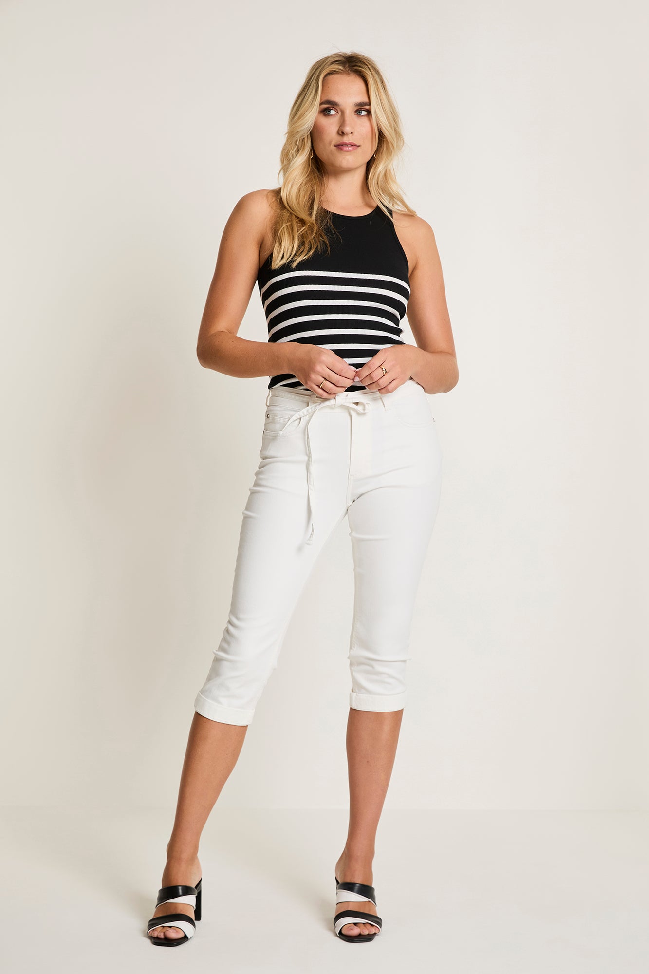 Para Mi jeans wit capri model Grace white lengte 20 color denim