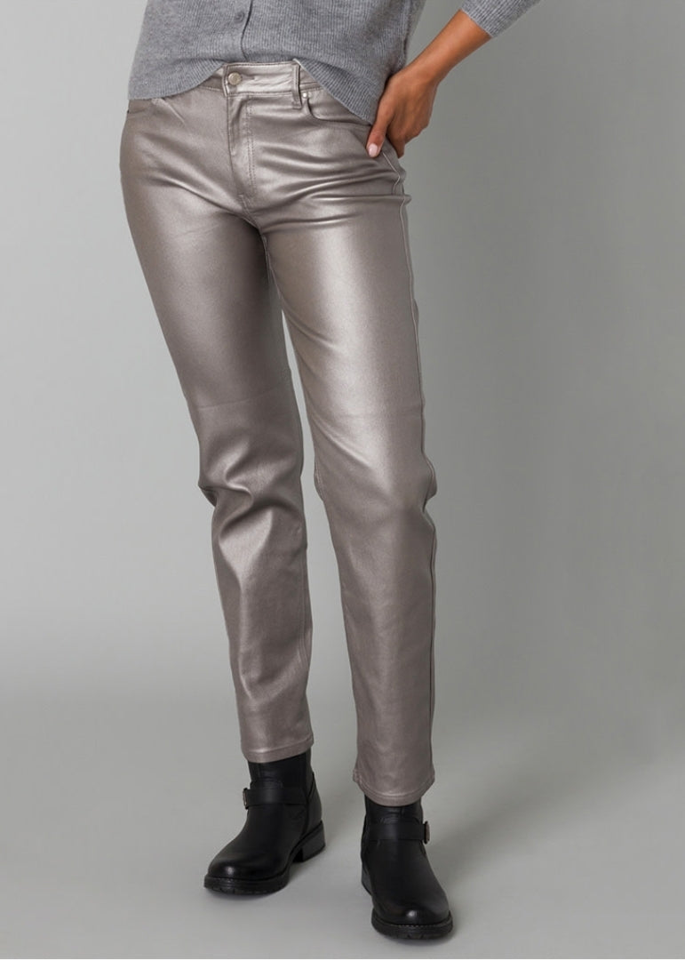 Yest broek metallic silver grey model Oelkje