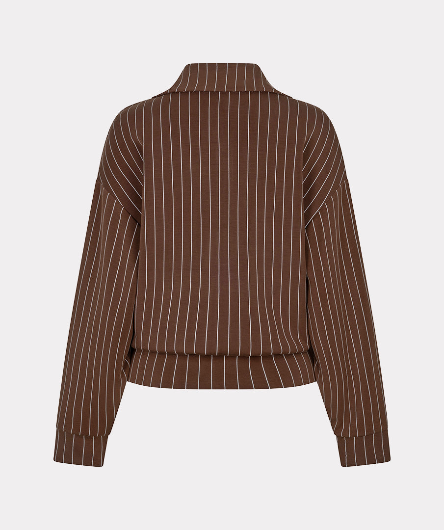 Esqualo jasje bruin gestreept model jacket short modal striped coffee