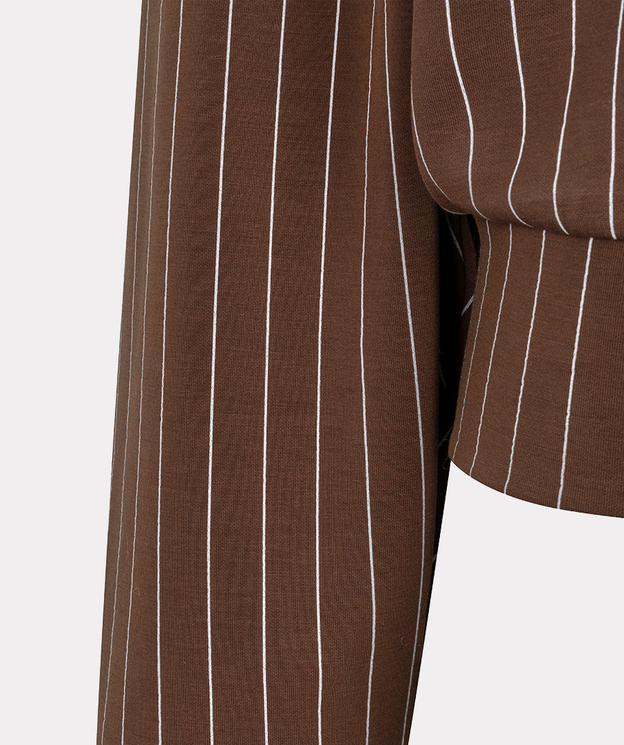 Esqualo jasje bruin gestreept model jacket short modal striped coffee