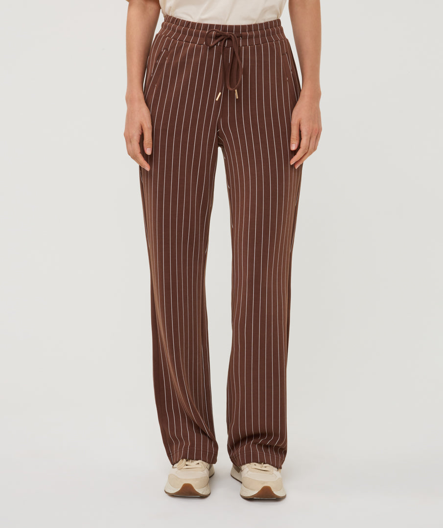 Esqualo broek bruin met strepen model Trousers model striped coffee