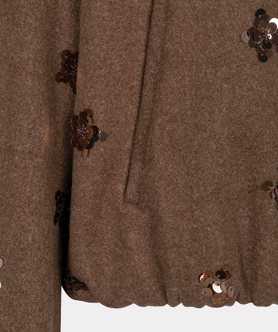 Esqualo short wool jacket met pailletten camel 