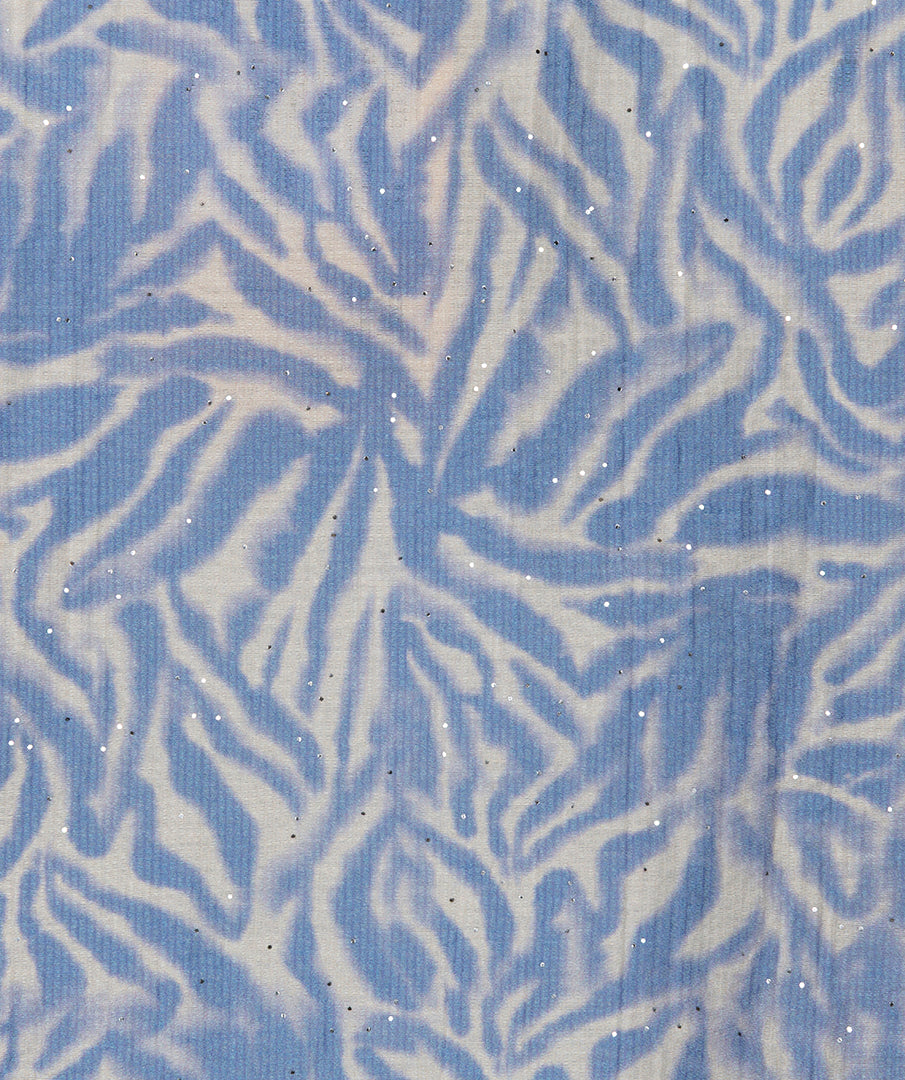 Esqualo blous blauw met off white print en glitter