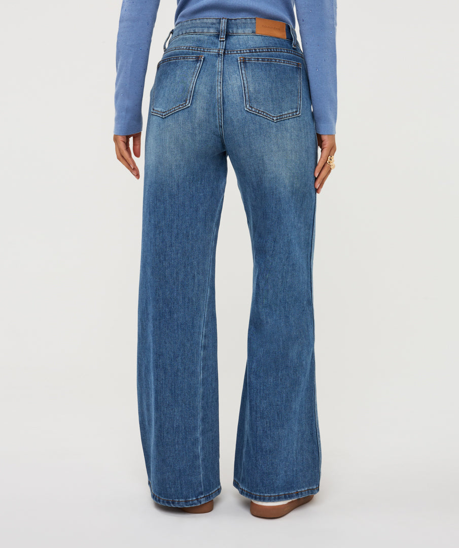 Esqualo jeans blauw lengte 32 model Trousers flair denim panels