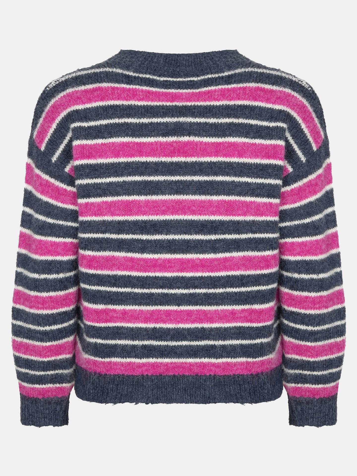 Ydence trui roze blauw gestreept model Knitted sweater aria navy fuchsia