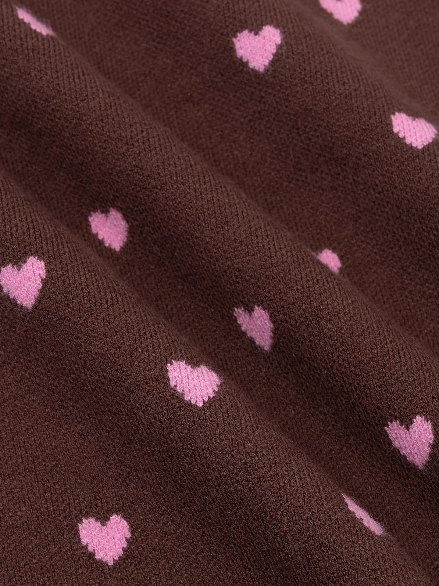 Ydence trui roze met bruin hartjes print model Emily knitted sweater brown/pink