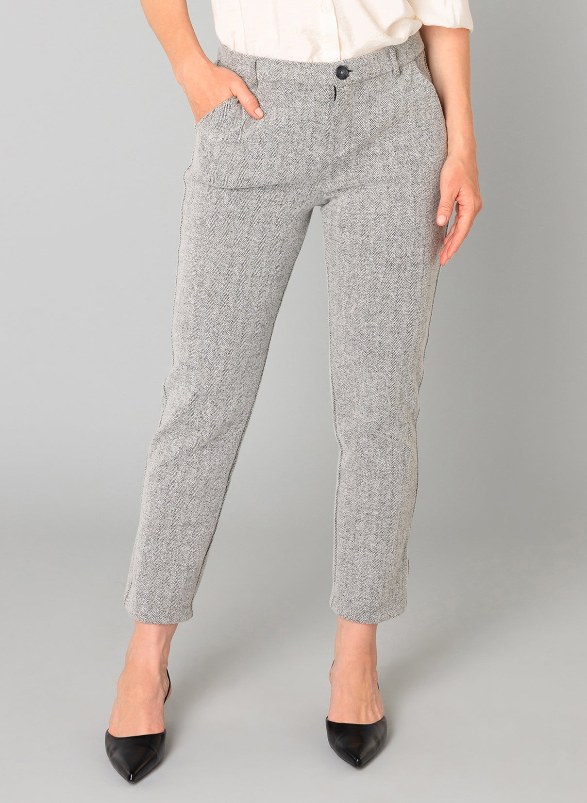 Yest pantalon grijs bertille silver grey melange 