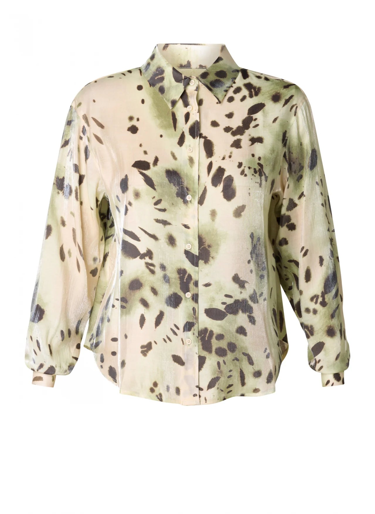 Yest blouse groene print met glans model Isaline natural multi 6075