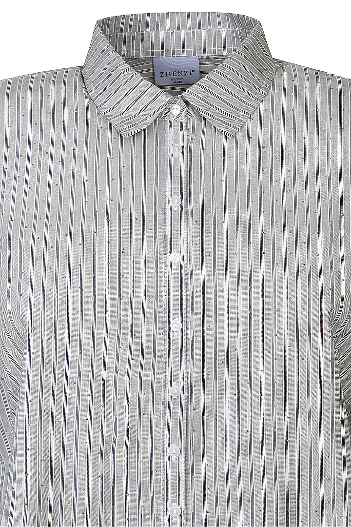 Zhenzi blouse grijs gestreept met strass steentjes model Sofi 1064