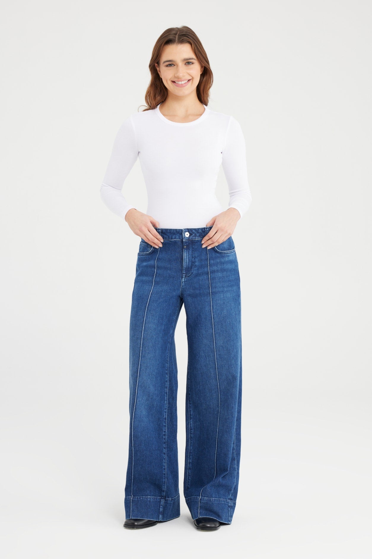 COJ Jeans donker blauw wide straight fit lengte 30 model Layla dark blue