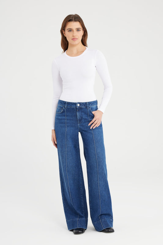 COJ Jeans donker blauw wide straight fit lengte 30 model Layla dark blue